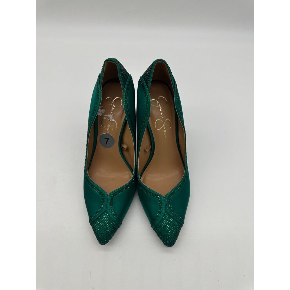 Jessica Simpson Hells 4” Sz 7 Pointy Toe w/ Bedazzle Accent Sateen Finish - Picture 2 of 10